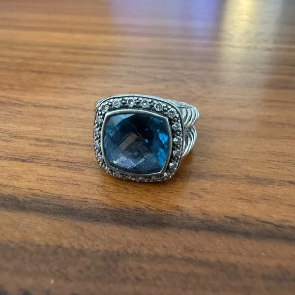 Authentic David Yurman Albion 11mm Blue Topaz Ring